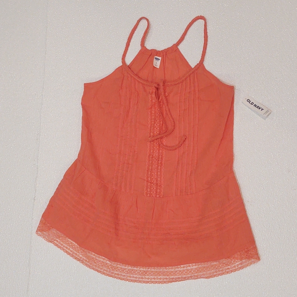 Old Navy Orange Sleeveless Crochet-Trim Tank Top
